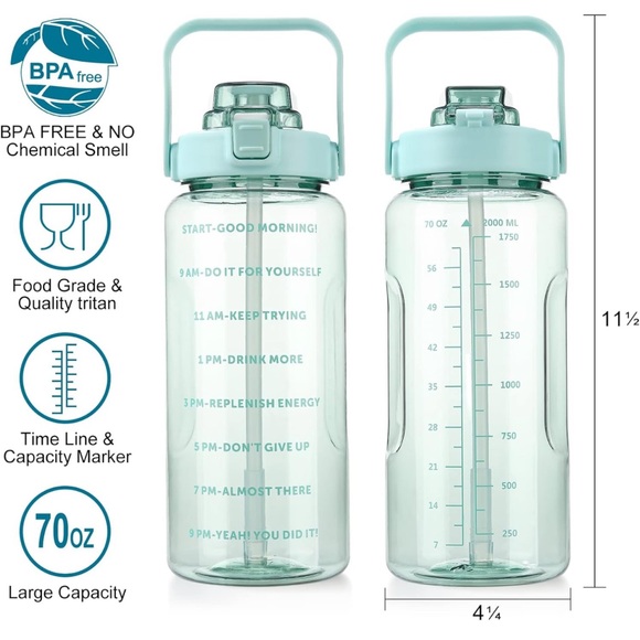 Futaiphy Half Gallon Water Bottle With Sleeve 64oz (2L) - Picture 2 of 4